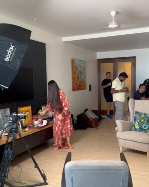 Tara Sharma Instagram - A fun and exciting day of 

shoot for our #thetarasharmashow @youtube channel link in bio and here is a little #bts …

1. A candid chat on #parenting #teens , the adventures and more, with as I often joke, the co producer of our kids and the show @roopaksaluja . We also spoke about #adolescense , the importance of #opencommunication and more. We are no experts and learning as we go along but as the show began as my diary as a new mum over about 15 years ago this feels like a natural chat to have on our channel & it’s one we constantly have at home. 

2. BTS of the general hustle & bustle 

3. Roopak on our barstool hot seat haaha seemed like an apt place to have this chat 

4. With fab @moneishagandhi and @geeveekaay founders of @letsbuddyup an #inclusive #accessible #social #connection #network for people without and with disabilities . A moving chat about their experiences parenting #neurodiverse #kids and the power of #friendships and more. 

5. #yogawithtara type #wellness #content tweaked for YT .. with a very special guest who sometimes joins in, our #doggie, Tia!

6. bts of the atmosphere 

7. A little selfie video 

8. A lil snippet 

9. Roopak Reflecting 

10. with a few from the super team

11. Watch this space! 

12. #yoga with our cheerful wallpaper 

All videos will be put on the channel soon. Do watch, subscribe, share and interact and we hope you like them and all the exciting stuff coming up on our platform to discuss topical issues in the #family space with a view to helping bring about #positivechange Hope it’s all a success touch wood😀❤️🧿. 

For those of you who’ve been following my journey, you may know that for a while I’ve been working on getting our big sponsors, big platform and big guests for #tss Season 6, doing all my little things in between. It struck me that the little things are big things too. Joy is often in the lil things. No more waiting! Back in action doing what I love. Creating meaningful content, inspiring conversations & more. Self produced. PS brands interested in authentic collabs feel free to DM. As a realist it has to earn too right!

Have a super day all! Watch this space for when the episodes are out!

#staysafe