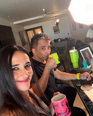 Tara Sharma Instagram - A fun and exciting day of 

shoot for our #thetarasharmashow @youtube channel link in bio and here is a little #bts …

1. A candid chat on #parenting #teens , the adventures and more, with as I often joke, the co producer of our kids and the show @roopaksaluja . We also spoke about #adolescense , the importance of #opencommunication and more. We are no experts and learning as we go along but as the show began as my diary as a new mum over about 15 years ago this feels like a natural chat to have on our channel & it’s one we constantly have at home. 

2. BTS of the general hustle & bustle 

3. Roopak on our barstool hot seat haaha seemed like an apt place to have this chat 

4. With fab @moneishagandhi and @geeveekaay founders of @letsbuddyup an #inclusive #accessible #social #connection #network for people without and with disabilities . A moving chat about their experiences parenting #neurodiverse #kids and the power of #friendships and more. 

5. #yogawithtara type #wellness #content tweaked for YT .. with a very special guest who sometimes joins in, our #doggie, Tia!

6. bts of the atmosphere 

7. A little selfie video 

8. A lil snippet 

9. Roopak Reflecting 

10. with a few from the super team

11. Watch this space! 

12. #yoga with our cheerful wallpaper 

All videos will be put on the channel soon. Do watch, subscribe, share and interact and we hope you like them and all the exciting stuff coming up on our platform to discuss topical issues in the #family space with a view to helping bring about #positivechange Hope it’s all a success touch wood😀❤️🧿. 

For those of you who’ve been following my journey, you may know that for a while I’ve been working on getting our big sponsors, big platform and big guests for #tss Season 6, doing all my little things in between. It struck me that the little things are big things too. Joy is often in the lil things. No more waiting! Back in action doing what I love. Creating meaningful content, inspiring conversations & more. Self produced. PS brands interested in authentic collabs feel free to DM. As a realist it has to earn too right!

Have a super day all! Watch this space for when the episodes are out!

#staysafe