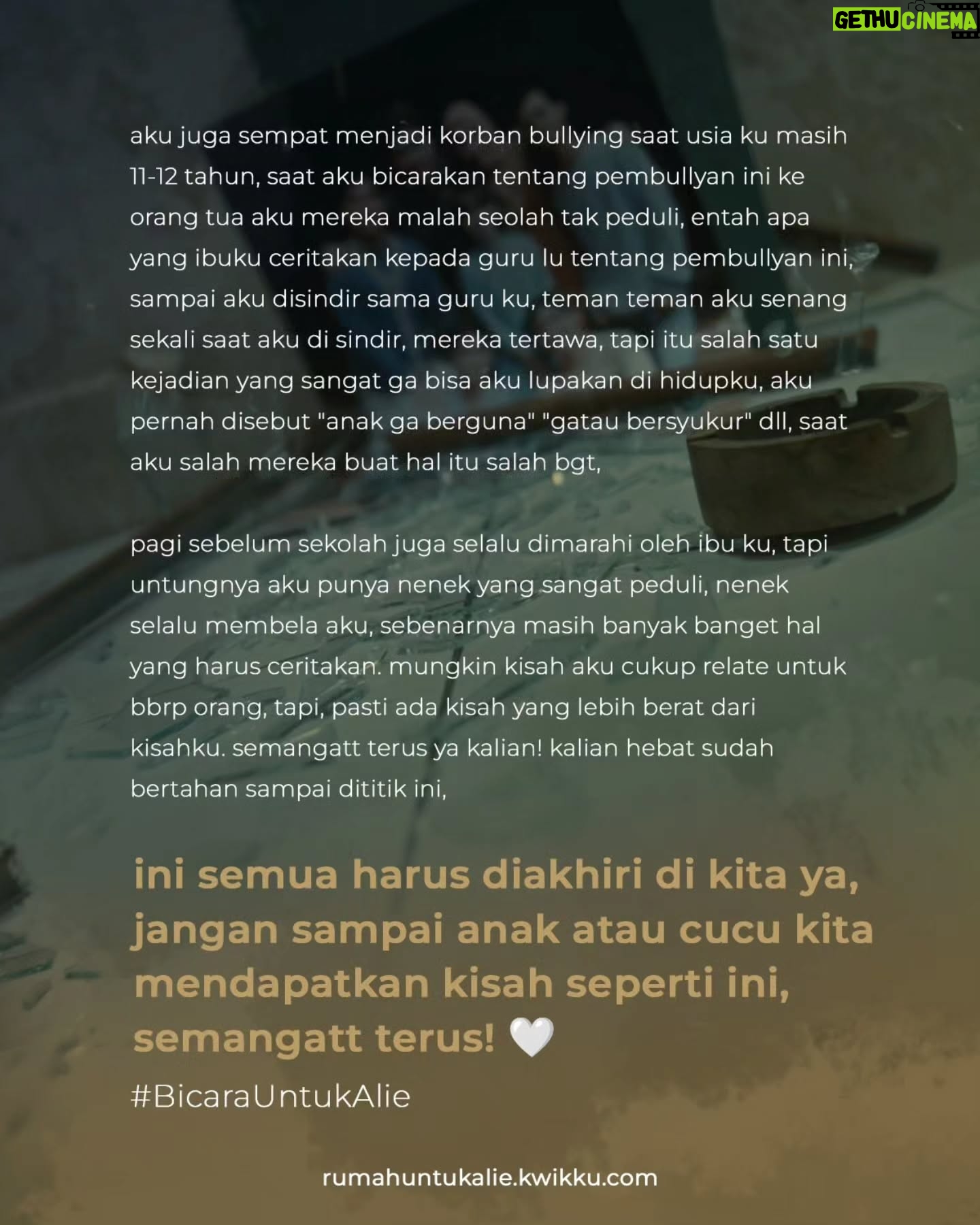 Tika Bravani - 4.3K Likes - Ada yang sama-sama anak bungsu gak disini? Tinggalin jejak kalian dibawah yah. 🙂↕️
#RumahUntukAlie | 17 April di Bioskop
Baca kisah lainnya Dari mereka di RumahUntukAlie.Kwikku.com atau Scan QRcode untuk berpartisipasi di #BicaraUntukAlie
@anantya.kirana @rizkyhanggono @ditodarmawan__ @rafaltama @andryandidi @faris.fadjar @tikabravani @ullytriani @sabrinajwaulia @jonathanalvaro.s @alineefziah @alexandraa.vallerie @sheilakusnadi_ @hannymhrnii @herwinnovianto @er1ca @id.tekad @lenn.liu @alie.ishalaaa