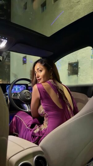 Tridha Choudhury Instagram - Purple rain ☂️

Wearing @ease_kv 
@viralmantra

Captured by @trishnachoudhury ☂️

#stylewithtradition #stylewithtridha #stylemepretty #fashionweek #ethnicindianwear #embraceyourbody #indiandesignerwear #mercedesbenzworld #mercedesindia