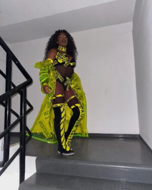 Trinity Fatu Instagram - Proceed with caution ⚠️ #smackdown #wwebologna 
Gear @usamaishtayofficial 
Hair @vixvixens @shamrockin77 
Coat @starrland