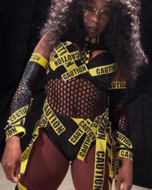Trinity Fatu Instagram - Proceed with caution ⚠️ #smackdown #wwebologna 
Gear @usamaishtayofficial 
Hair @vixvixens @shamrockin77 
Coat @starrland