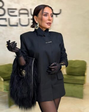 Tunzale Instagram - blazer, transparent jumpsuit  @uventaofficial 
earrings, bracelet @schiaparelli 
makeup/hairstyle @stilistsabir_ 
bag /design @uventaofficial , fur @schiaparelli