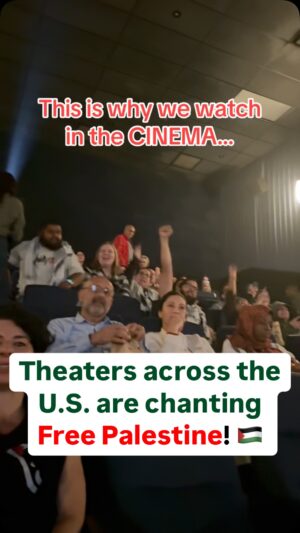 Yasmine Al Massri Instagram - Behold, the power of cinema ✊🏼 

Cinemas across the country breaking out into chants for a free Palestine!