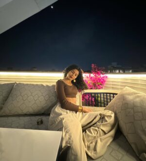 abinayaa ravichander Instagram - ☕️🐻🤎
Outfit deets
Top: @westsidestores 
Pant: From the streets of Thailand 
Earrings: @meeshoapp 
Bracelet: @meeshoapp