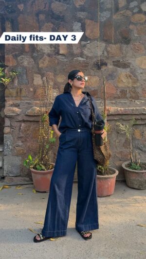 soundarya thakur Instagram - Day 3 of Weekly Fit Challenge! Monochromes can never go wrong & denims are timeless! 
This one’s comfy, clean, elegant, super wearable — perfect for summer.
Tell me this isn’t a go-to kinda vibe? 👖

🔗 Fit Link Attached 

#grwm #grwmreel #WeeklyFitChallenge #GRWM #denimondenim #monochrome #casualfit #soundaryathakur #formocloset