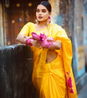 veena jessi Instagram - மஞ்சள் ✨💛✨

Shot by @pix_depth_photography 

#saree #tamilponnu #southindianlook #pattusaree #mallipoo #festivewear #elegance #explorepage