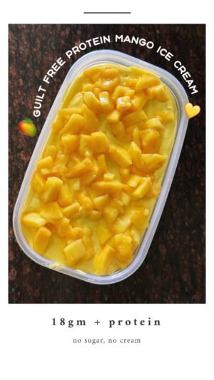 Aditi Shrestha Instagram - Summer Special 🥭Guilt Free Mango Ice Cream At Home 💛 
Ingredients:
	•	2 mangoes (diced)
	•	250g paneer (scrambled)
	•	2 small cup milk 
	•	1 tsp stevia (optional)

#HealthyIceCream #ProteinDessert #MangoLove #DesiFitFood ✨🫶🏼

WOULD YOU LIKE TO TRY IT?