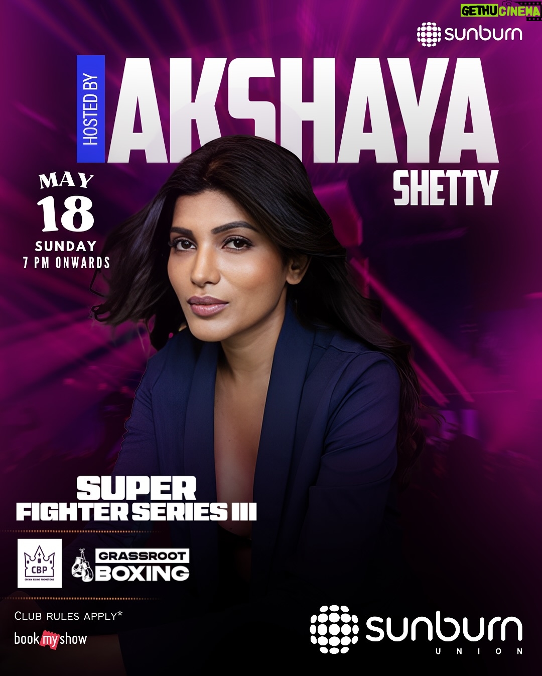 Akshaya Shetty - 1.3K Likes - On May 18, the ring becomes a borderless battleground!
From Ghana to Belarus, the UAE to India, Super Fighter Series III brings global contenders to an iconic stage with an atmosphere like no other.
For the first time in India, professional boxing 🥊 meets high-energy pub culture 🎉 — a one-of-a-kind experience curated by Crown Boxing Promotions and Grassroot Boxing, at Sunburn Union, Bengaluru.
Get ready for an epic night of adrenaline ⚡ and action 🔥.
Reserve your seats now 🎟️ on BookMyShow!