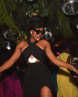 Alex Asogwa Instagram - A time was had 💃🏽, blurry images and happy memories because my sweetheart @dimmaumeh said yes and stepped into forever for the first and final time 💍🤵🏾♂️👰🏽♀️🥰.
Wearing @nelowoman.rtw and being that girl as always 💅🏾 🦋.
