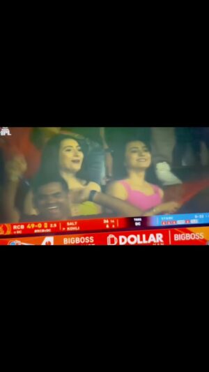Ashwithi Shetty Instagram - First time watching RCB match & the cameraman was kind enough to show us on screen 😉❤️😍🧿