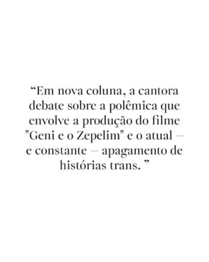 Assucena Assucena Instagram - Na minha coluna dessa semana para a @voguebrasil , eu discorro um pouco do que penso sobre a polêmica escalação de uma atriz cis-gênero para interpretar o papel de Geni, baseado na canção de Geni e o Zepelin de Chico Buarque. Tudo isso partindo do pressuposto que Geni é uma personagem trans.
Quero saber de vocês, o que pensam sobre essa discussão?

🙋🏻‍♀️O link do artigo está no stories e na bio.
Um agradecimento especial para: @paulimerlo @nomello @marialauraneves @thyagofurts @paulamello_ e toda a equipe da Vogue Brasil
Fotos: @lethiciagalo
Assucena veste @paula_raia