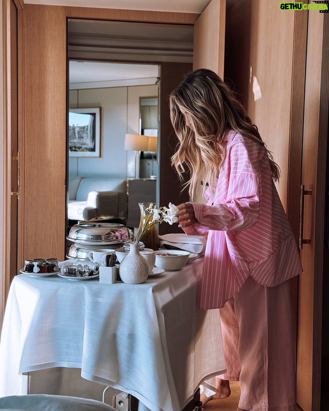 Athina Oikonomakou - 40.3K Likes - Slow mornings, cozy sheets, and breakfast in bed with my favorite person @brunocerella.30 ✨…pure bliss ☕🍳🥞🩷 #morningslikethis #Barcelona #Spain #WelcomeTheOne #thepreferredlife #wf #weekendgetaway