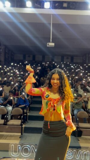 Avanthika Babu Instagram - The little girl in me had a moment yesterday 🥺🧿

Got invited to the Under 25 Summit at RV University, Bangalore, yesterday. I performed one of my first street plays here three years ago for a fest and now here I am again, as a speaker. A FULL CIRCLE 😭🙏🏻 INSANELY GRATEFUL for everything and every single one of you! 

Thank youuu @under25official @under25atcampus for having me!
&& I genuinely couldn’t have asked for a better audience, so thank you, my babies from RVU 😚

#under25 #under25summit #under25rvu #grateful
