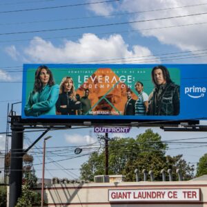 Beth Riesgraf Instagram - From coast to coast, the crew’s got you covered. Check out these cool billboards repping #LeverageRedemption on both the East and West Coast. Couldn’t be prouder of this team. Let’s go steal some more hearts. Please tag us if you spot one in the wild.