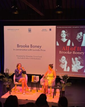 Brooke Boney Instagram - well that was a big week 🙏🏽❤️😇 so so grateful to everyone who came along. Lots of tears and lots of laughs. Very very big thank you to @bella_breden and @vancabaret for holding my hand the whole way through, to the wonderful hosts and to everyone who has bought and read the book. I can’t believe @nakkiah @joanpressbooks  and @allenandunwin let me do this, I’m still pinching myself. The wonderful ladies at @eupheme.co saved me and my baggage allowance by dressing me in their beautiful suits and I am so so grateful. Check them out if you haven’t already. Link in bio to buy the book 🥰❤️🙏🏽