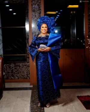 Bukky Wright Instagram - Omotara Johnson herself 🥰💙

Outfit - @maffa_couture 
Makeup - @oteniaramakeovers 
Gele - @abydouz_gele 
Jewelry - @zirconluxe_exclusive 

👉 How to order this outfit;

▪️ WhatsApp : 07061727153 
▪️Send an Instagram message 
▪️Store Address: 43, Oremeta street Ojodu, Lagos State. 
 
•⁣⁣⁣⁣⁣⁣⁣
#maffa_couture #maffacouture
