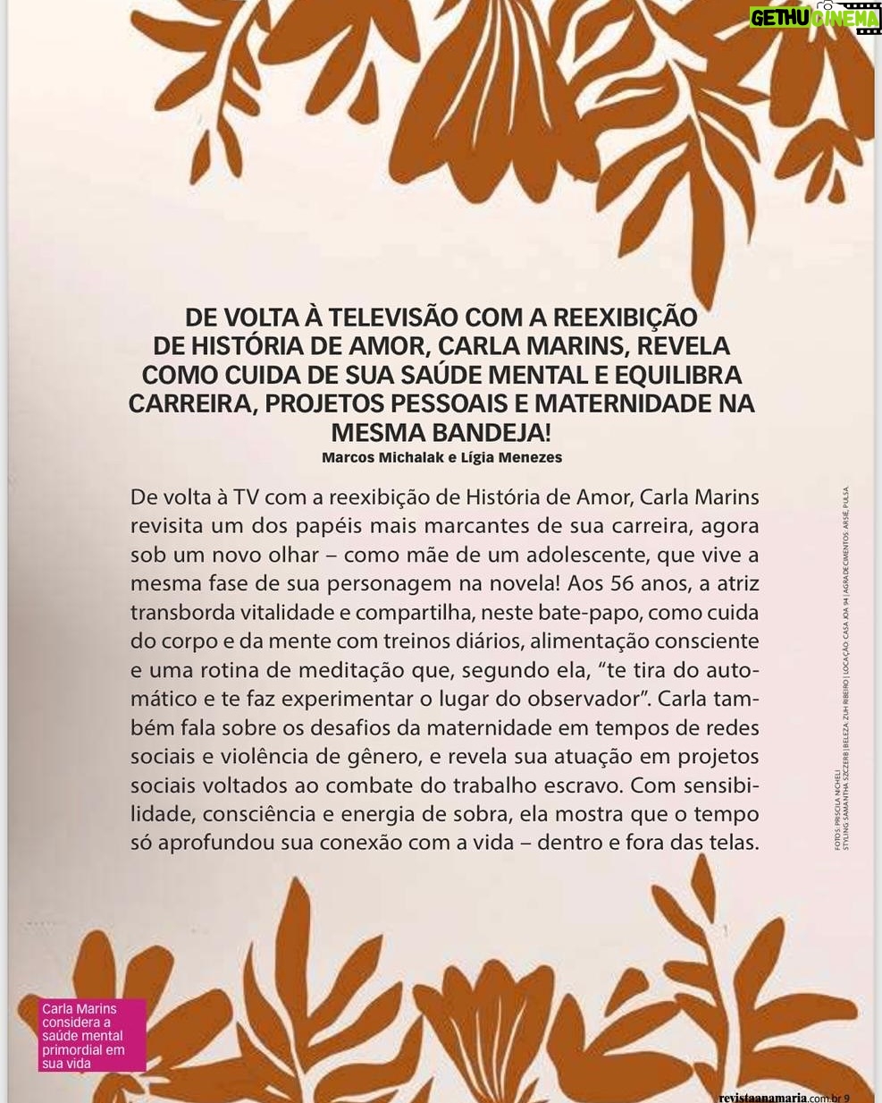 Carla Marins - 3.9K Likes - De coração aberto, revelo como cuido da minha saúde mental e equilibro carreira, projetos pessoais e maternidade nesta matéria linda! Obrigada! ❤️🔥