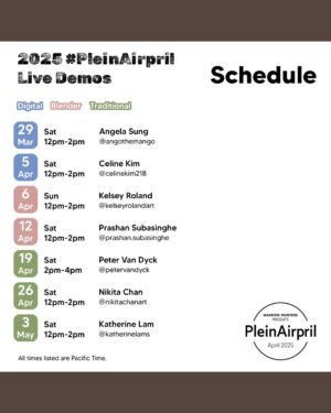 Celine DaHyeu Kim Instagram - Celine Kim (@celinekim218) is going live on Saturday, April 5, 2025, at 12pm Pacific Time for our 2nd session of the 2025 #PleinAirpril Live Demo series☺️

In this 2-hour session, Celine will showcase her digital painting workflow and share her valuable insights about creating art for animated features✨ The audience is encouraged to paint along and ask questions throughout. The session will be hosted by @angothemango 🤗

📢 Sign up for the 2025 PleinAirpril Live Demo series to join the session! Use code “NPNG2025” for 20% off now thru March 31.

🔗 Learn more & register: bit.ly/2025pleinairprildemos (link also in bio)

Are you planning to participate in the 2025 #PleinAirpril challenge? Join these live demos to get inspired! 🎨

#warriorpainters #warriorartcamp #livedemo #paintingdemo #paintwithus #NoPleinNoGain