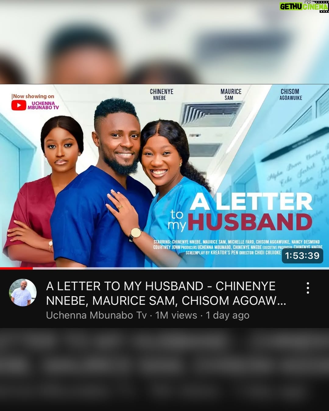 Chinenye Nnebe - 153K Likes - My heart is so full ❤️
Thank you so much fam we’ve hit 1 million views already on “A LETTER TO MY HUSBAND” showing on “UCHENNA MBUNABO TV” on YouTube, check second slide 💃🏽
God is forever faithful
The reviews and messages has been overwhelming, I’m super grateful
Please if you haven’t seen this movie, kindly rush to YouTube to watch 🙏🏽
Also the behind the scenes of the movie is now showing on my YouTube channel “Chinenye Nnebe”