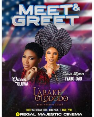 Doris Simeon Instagram - Meet & Greet Alert! 🎬

To my darling fans in Maryland,  and DC, come out tomorrow! Let's watch the movie of the season together! 🎥

Join me and my colleagues for the premiere of Labake Olododo: The Warrior Lord at Regal Cinema, Silver Spring, DC, tomorrow, May 10th, 2025!

Let's celebrate together! Come with friends! Can't wait to see you all! 🎬

Produced by @FesprisProduction & @Filmonestudios

Directed by @BiodunStephen

Executive Producers: @IyabOjoFespris, @Filmonestudios, @Abazee_Productions, & @AlabauUltimate

Distributed by @filmoneng