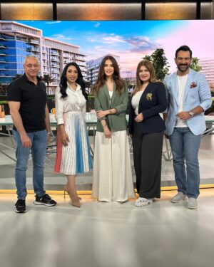 Elsa Zgheib Instagram - Thank you @skynewsarabia for having me 
I had a blast being your guest 
Thank you Ahmed , Jilnar , Hanady , Guy and all the team behind the show for this beautiful interview . 

Styled by @charleyhachem 
Dressed by @cosmo.glob 

#elsazgheib #skynewsarabia #morningshow #dubai #tvshow