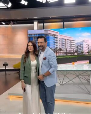 Elsa Zgheib Instagram - Thank you @skynewsarabia for having me 
I had a blast being your guest 
Thank you Ahmed , Jilnar , Hanady , Guy and all the team behind the show for this beautiful interview . 

Styled by @charleyhachem 
Dressed by @cosmo.glob 

#elsazgheib #skynewsarabia #morningshow #dubai #tvshow