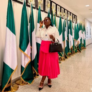 Eniola Badmus Instagram - Back in the A like we never left……….

Outfit by @topfashionn 

#EniolaBadmus
#abujaliving 
#incomingsenator