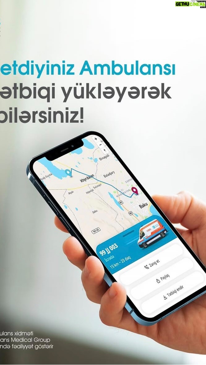 Farida Shahbazova - 4.8K Likes - AZƏRBAYCANDA İLK AMBULANS İZLƏMƏ TƏTBİQİ
ilə çağırış etdiyiniz Ambulansın canlı xəritə üzərindəki yolunu izləyin və zamanında yardım alın! 
Sağlamlıq və təhlükəsizlik önəmlidir, biz isə bu yolda sizinlə birgə olmağa hazırıq! 
Sadə və istifadəçi yönümlü hazırlanan tətbiqimizi hər yerdə istifadə edə bilərsiniz. Bizim məqsədimiz Təcili və Təxirəsalınmaz hallarda, ehtiyacı olan hər kəsə,  vaxtında və effektiv Tibbi Yardım göstərməkdir.

-Referans Ambulans
-Həyat qurtarmaq üçün saniyələrlə yarışırıq!
-Çağrı Mərkəzi: *0003
-Mob:  994 77 426 00 03
-www.rmg.az

#referansambulans #referansmedicalgroup #acil #tecilitibbiyardim #hekim #teciliyardimhekimi