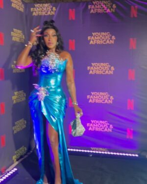 Ini Edo Instagram - Hello my beautiful family. It’s the YOUNG, FAMOUS & AFRICAN season. We had a watch party last night,and this is how your girl repped!!!!! I will come back with the stories about this show… I cannot thank you enough for your constant love and support. We will get into the details shortly 😁🤞🥂💕

Styled by my guy, the Tornado, the Force,  @swankyjerry 
Designed by @kudcollections 

#youngfamousandafrican
