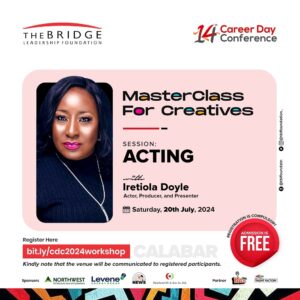 Ireti Doyle Instagram - Have you signed up for our Career Day MasterClass?

Connect with Iretiola Doyle and benefit from practical sessions with real-time feedback.

Spaces are limited—reserve your spot today and begin shaping your future.

Register at: https://bit.ly/cdc2024workshop

#TBLF #CDC2024