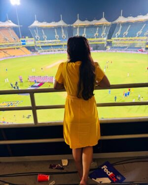 Ishwarya Ravichandran Instagram - 💛✨🥳 CSK Always 🫶🏻
.
.
.
.#csk #chepauk #dhonilove #cricket