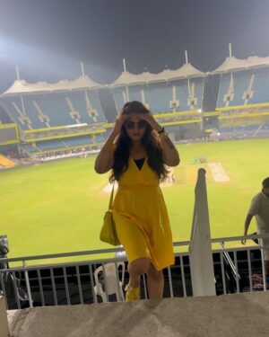 Ishwarya Ravichandran Instagram - 💛✨🥳 CSK Always 🫶🏻
.
.
.
.#csk #chepauk #dhonilove #cricket