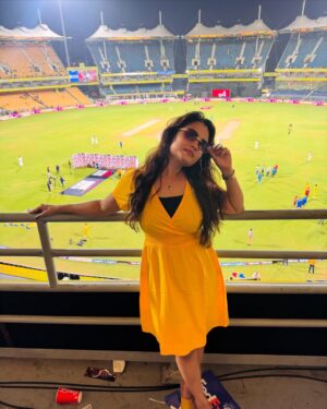 Ishwarya Ravichandran Instagram - 💛✨🥳 CSK Always 🫶🏻
.
.
.
.#csk #chepauk #dhonilove #cricket