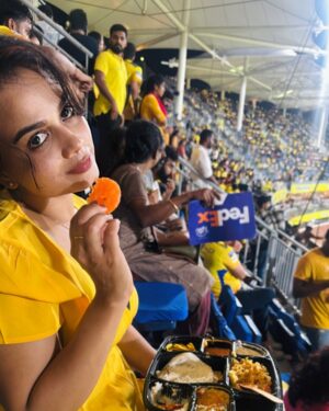 Ishwarya Ravichandran Instagram - 💛✨🥳 CSK Always 🫶🏻
.
.
.
.#csk #chepauk #dhonilove #cricket