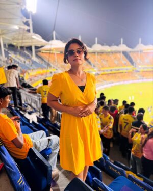 Ishwarya Ravichandran Instagram - 💛✨🥳 CSK Always 🫶🏻
.
.
.
.#csk #chepauk #dhonilove #cricket
