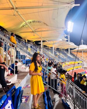 Ishwarya Ravichandran Instagram - 💛✨🥳 CSK Always 🫶🏻
.
.
.
.#csk #chepauk #dhonilove #cricket
