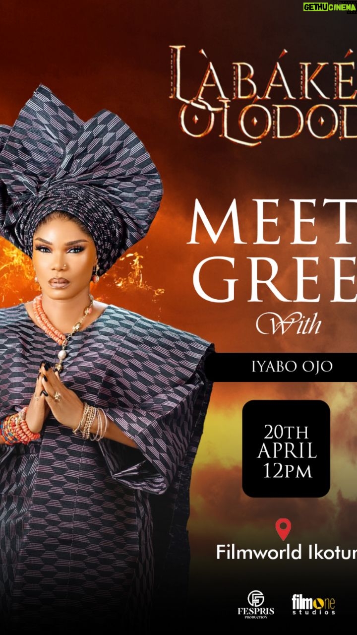 Iyabo Ojo - 68.6K Likes - Filmworld Cinemas ikotun I'm on my way. See you soon
.
Happy Easter, everyone
.
Labake Olododo is still showing in all cinemas nationwide
.produced by @Fesprisproduction & @filmonestudios
Directed by @biodunstephen
.
Excutive producers @iyaboojofespris @filmonestudios @abazee_productions @alabaultimate