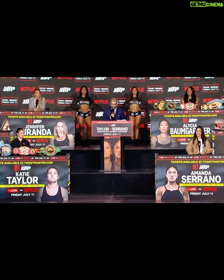 Jennifer Miranda - 1.8K Likes - Así fue el primer encuentro entre Jennifer Miranda y Alycia Baumgardner en la presentación del próximo evento de MVP 🤩
Nuestra embajadora disputará el Campeonato Mundial Unificado como combate co-estelar de la noche en la trilogía entre Katye Taylor vs Amanda Serrano en el Madison Square Garden el próximo 11 de Julio 🥊
Estamos contigo
#Andthenew ⚔️🖤