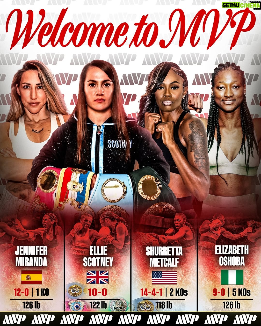 Jennifer Miranda - 1.7K Likes - We are thrilled to welcome 4 more incredible women to MVP 👏🔥
Women’s Boxing will never be the same. Big things are on the way. #themostvaluable
