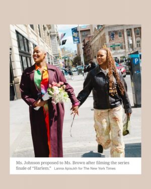 Jerrie Johnson Instagram - WE. ARE. IN. THE. NEW. YORK. TIMES. BISHHH!!
Thank you @sadibahasan for guiding us through our first Bridal Fashion Week in NYC and for telling our love story with such care and beauty for @nytimes.

And major gratitude to @justinalexander @kyhastudios @scorcesa and @eseazenabor for dressing us like the radiant queer royalty we are 🌹 and expanding our ideas of what “Wedding Attire” can be for us.

Catch us in the pages, in the gowns, in the divine feminine, and in love.

#BridalFashionWeek #NYTimes #QueerWeddings #LGBTQLove #EngagementMagic #WeddingOfTheCentury #LookingForSponsorships #FYP #NewYorkLove