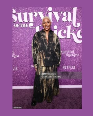 Jerrie Johnson Instagram - Survival of the Thickest S2 Premiere… 🌹

@tasha4realsmith Thank you 💜

@friedrice_nyc 🧥

#SurvivalOfTheThickest #TashaSmith #JerrieJohnson #Netflix #Comedy #StrongBlackLead #FriedRice #Season2 #OutNow