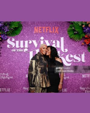 Jerrie Johnson Instagram - Survival of the Thickest S2 Premiere… 🌹

@tasha4realsmith Thank you 💜

@friedrice_nyc 🧥

#SurvivalOfTheThickest #TashaSmith #JerrieJohnson #Netflix #Comedy #StrongBlackLead #FriedRice #Season2 #OutNow