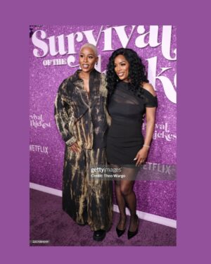 Jerrie Johnson Instagram - Survival of the Thickest S2 Premiere… 🌹

@tasha4realsmith Thank you 💜

@friedrice_nyc 🧥

#SurvivalOfTheThickest #TashaSmith #JerrieJohnson #Netflix #Comedy #StrongBlackLead #FriedRice #Season2 #OutNow