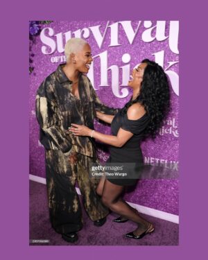 Jerrie Johnson Instagram - Survival of the Thickest S2 Premiere… 🌹

@tasha4realsmith Thank you 💜

@friedrice_nyc 🧥

#SurvivalOfTheThickest #TashaSmith #JerrieJohnson #Netflix #Comedy #StrongBlackLead #FriedRice #Season2 #OutNow