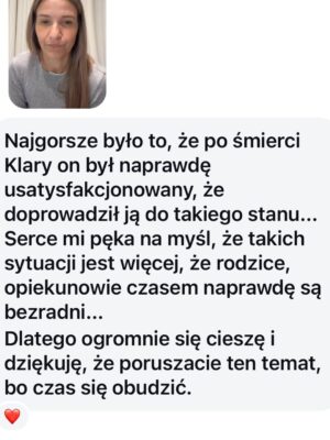 Joanna Koroniewska Instagram - Hejterze. Hejterko. Piszę Stop!🛑 
Mówię dość poniżaniu, atakowaniu, umniejszaniu. Jeśli nadal tego nie rozumiesz - zapraszam na dalsze klatki- przeczytaj dramatyczne historie rodziców, którzy STRACILI swoje dzieci właśnie przez nienawiść i przemoc! 
Słowo zabija. 
Śp. Martyna, Nela, Klara, Julia z Lubina i wiele innych dziewczynek i chłopców nie poradziło sobie z ostracyzmem. Mam dość teorii o nadwrażliwych dzieciach!! Mam dość czytania o tym, że to rodzice ofiar ponoszą winę! Dziecko w nastoletnim wieku potrzebuje rówieśników i to przynależność z nimi jest tutaj kluczowa. Dlatego nie zamierzam tolerować na tym profilu żadnych takich zachowań. A już tym bardziej po tak ważnej rozmowie z @kinga_szostko . 
Jeśli my dorośli pokazujemy dzieciom taką drogę one nie będą się zachowywały inaczej. 

Wszystkie rozmowy z rodzicami po stracie pokazują jedno- dzieci zazwyczaj nie komunikują ostatecznej decyzji!!! 
Co oznacza, że my rodzice musimy bardziej czujni niż kiedykolwiek. ❤️‍🩹😭I zacząć nierówną walkę. Z hejtem właśnie. 

Stop nienawiści. Stop przemocy. Jeśli pokazujesz zło światu musisz zdawać sobie sprawę z konsekwencji. ⛔️🙌
Skończyły się czasy blokowania ludzi, udawania , że nie ma problemu, uciekania od zła. Ono i tak nas dogoni. Jeśli nie w jednej szkole to w drugiej. Czas na konkretne działania! Czas na konkretne rozwiązania, ale przede wszystkim to czas na otwartą walkę. 
Nie możemy już niczego zamiatać pod dywan. 

Nie możemy też udawać, że świat w którym żyjemy zmieni się sam! To my musimy wziąć sprawy w swoje ręce i zacząć działać!!! 

Stop 🛑 Nas rodziców już nic nie zatrzyma! Jestem tego pewna! 🥺 
Z pamięcią o wszystkich, których nie udało się uratować!💔❤️‍🩹 
A Wy, rodzice dzieci po tak niewyobrażalnej tragedii, którzy z ogromnym bólem otwieracie się żeby przestrzec pozostałych - jesteście dla mnie najdzielniejszymi ludźmi na całym świecie! ❤️❤️‍🩹❤️‍🩹❤️‍🩹❤️‍🩹❤️‍🩹❤️‍🩹❤️‍🩹❤️‍🩹❤️‍🩹❤️‍🩹❤️‍🩹❤️‍🩹❤️‍🩹❤️‍🩹❤️‍🩹🥺
