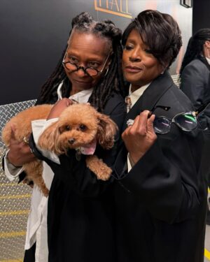 LaTanya Richardson Jackson Instagram - Thank you to the Gracious People of @theviewabc for welcoming me this morning on behalf of PURPOSE! 💙 🩵 

My Sweetie Pie @whoopigoldberg gifted me a batch of her special homemade “WhoopBee Honey”. You’ll get the sweet reference when you see @purposeonbroadway 😉🍯🐝

P.S. @ananavarrofl stopped by with my little friend Cha Cha 🐶