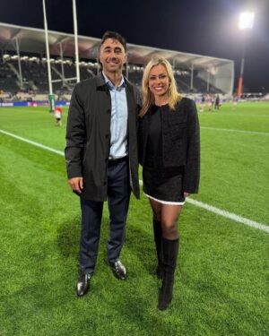 Laura McGoldrick Instagram - Wahs in the 03 & @shaun_johnson90 on debut with us at @skysportnz - what a night in my hometown ❤️🖤