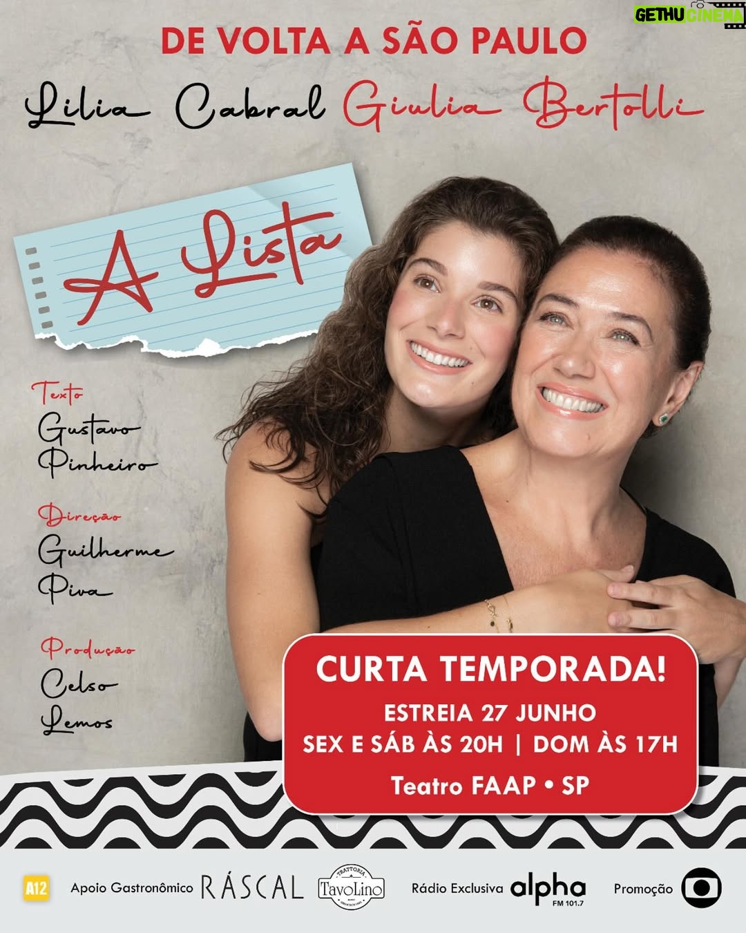 Lilia Cabral - 1.2K Likes - São Paulo! Estamos de volta! Curta temporada de “A Lista”, a partir de 27 de junho, no Teatro FAAP! Com @lilia_cabral e @giuliabertolli, a peça já foi assistida por mais de 70 mil espectadores! Link na bio para os ingressos.