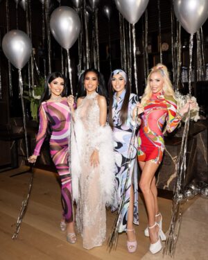 Lilly Ghalichi Instagram - Peace, Love and Pucci 🪩 a look inside at some of my beautiful friends at the Pucci Disco🕺
🪩 It was so special to have my daughter there for the first time! I love that she’s becoming my best friend.

Event: @detailsbyhaleh 
Dress: @waltercollection 
Flowers: @dushanflowers 
Cake: @maisondelafork 
Custom Signs: @glamsignia 
Photos: @victoriasirakovaphotographer